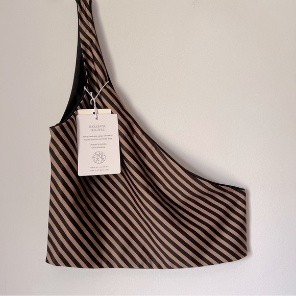 Baiia Valencia Mix Match Striped One Shoulder Reversible Swim Bikini Top NEW - Picture 2 of 11